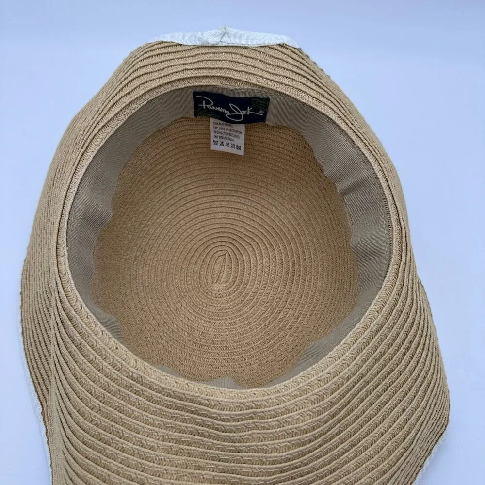 Panama Jack Women's Classic Paper Straw Open Back Floppy Sun Hat, OS, Tea‎ Beige
